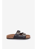 Dámské sandály s přezkami z eko kůže černé Iskira