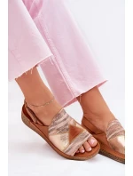 Dámské Kožené Sandály Na Klínku S Tkaninou Maciejka L7067-29 Hnědé Dámské Kožené Sandály Na Klínku S Tkaninou Maciejka L7067-29 Hnědé