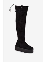 Dámské Kozačky Na Platformě Nad Kolena Big Star SS274264 Černé