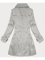 Světle béžový klasický kabát trenčkot v délce do poloviny stehen (1806#-12)