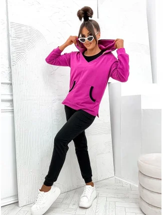 Trojdílný dámský bavlněný sportovní komplet ve fuchsijové barvě (783) Trojdílný dámský bavlněný sportovní komplet ve fuchsijové barvě (783)