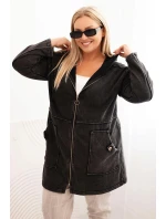 Dámská mikina Plus Size s kapucí a kapsami, černá Dámská mikina Plus Size s kapucí a kapsami, černá