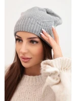 Dámská zimní klasická čepice s jemným vzorem K379 šedá