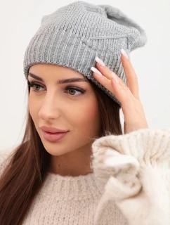 Dámská zimní klasická čepice s jemným vzorem K379 šedá