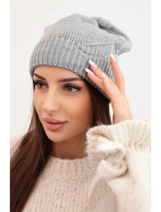 Dámská zimní klasická čepice s jemným vzorem K379 šedá