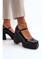 Dámské lakované polobotky na platformě a sloupku Big Star NN274004 černé