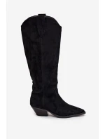 Zateplené Kůže Bota Kovbojky Na Podpatku Z Eko Semiš Černé Jovianne Zateplené Kůže Bota Kovbojky Na Podpatku Z Eko Semiš Černé Jovianne