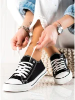 Moderní černé tenisky dámské bez podpatku Moderní černé tenisky dámské bez podpatku