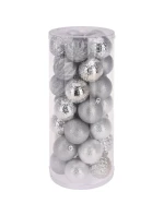 DEKORATIVNÍ PLASTOVÁ CETKA 6CM SADA 35 KS STŘÍBRNÁ