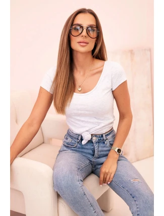 Dámská klasická bavlněná blůza s krátkým rukávem modrá