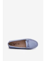 Ploché Kožené Mokasiny S Ozdobou S.Barski LR51-547 Modré