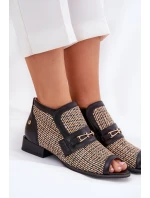 Kožené Dámské Boty S Odkrytými Prsty Maciejka Černobéžové 06934-39/00-1