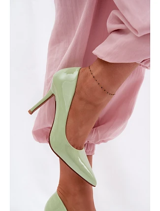 Klasické lakované lodičky z imitace kůže Zelené Odira