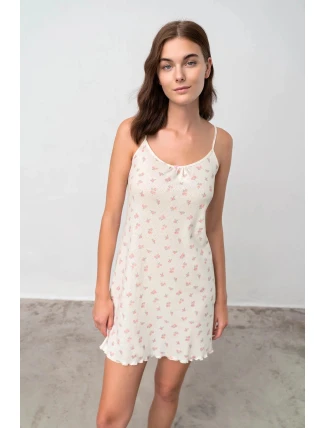 Dámská noční košilka Florette 18831 Ecru s potiskem - Vamp