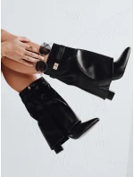 Dámské kozačky na jehlovém podpatku s širokým svrškem černé FashionStreet ZY1116