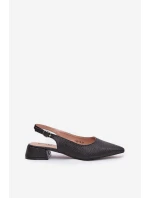 Pletené Dámské Sandály Na Jemném Podpatku Černé Jorela