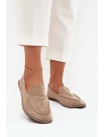 Dámské mokasíny z eko semiše ploché béžové Miryelle