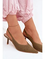 Dámské sandály z síťovaného materiálu na jehle Zelená Emiliana