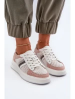 Dámské kožené tenisky bílé a růžové D&A Dámské kožené tenisky bílé a růžové D&A