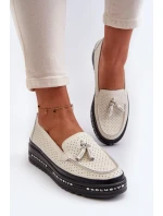 Dámské kožené mokasíny na platformě Béžová Assetnima Dámské kožené mokasíny na platformě Béžová Assetnima