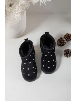 Dětské sněhule s květinovým motivem Gracina – černé