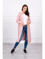 Svetr dlouhý kardigan pudrově růžový