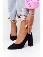 Semišové Lodičky Na Podpatku Sergio Leone PB216 Černé Semišové Lodičky Na Podpatku Sergio Leone PB216 Černé