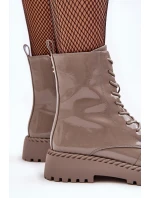 Dámské lakované botky Workery se zdobením Bežová SBarski MR870-67