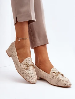 Dámské mokasíny na ploché podrážce s ozdobou béžové Iluvana