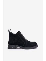 Semišové Nízké Boty Na Plochém Podpatku Zateplené D&A JC42-23 Černé