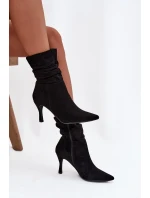 Dámské Kotníkové Boty Na Podpatku S Vrásčeným Nárt Eko Semiš Zámek Černé Ulisse Dámské Kotníkové Boty Na Podpatku S Vrásčeným Nárt Eko Semiš Zámek Černé Ulisse