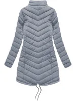 Tmavě modro-šedá oboustranná dámská zimní bunda s kapucí (w214big)