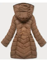 Hnědá dámská péřová bunda pro přechodné období (2M-001) Hnědá dámská péřová bunda pro přechodné období (2M-001)