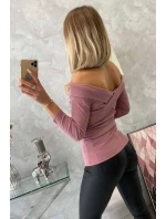 Halenka s výstřihem do V tmavě růžová