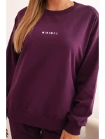 Dámská bavlněná souprava s potiskem Minimal švestková