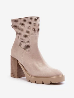 Dámské Ažurové Zámecké Boty Světle Béžové Lewski 3386