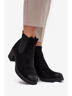Dámské kotníkové boty na podpatku vyhřívané černé Zelia