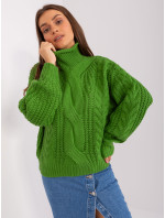 Zelený oversize svetr s dlouhým rukávem