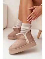 Dámské sněhule na platformě s prošíváním Big Star – béžové