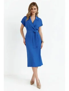 Košilové šaty s páskem S363 modré - Stylove