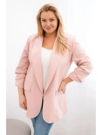 Dámská sako Plus Size elegantní tmavě pudrově růžová