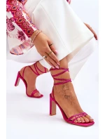 Elegantní vázané sandály s kamínky Fuchsie Nessy