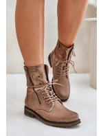 Dámské Kotníkové Boty Workery Tmavě Béžové Perfecto