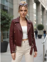 Dámské kožené ramonesky se zipy vínové FashionStreet TY5640