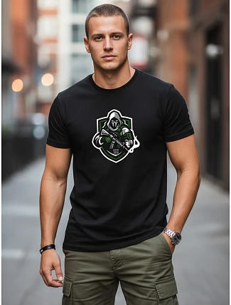 Pánské streetwearové tričko s potiskem černé FashionStreet NX088R Pánské streetwearové tričko s potiskem černé FashionStreet NX088R