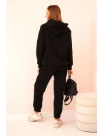 Dámský komplet bavlněný zateplený s potiskem černý