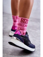 Dámská sportovní obuv na klínku GOE KK2N4081 černé a Námořnická modrá