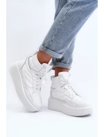 Zazoo 3392/X Dámské Kožené Sportovní Boty Na Platformě Bílé