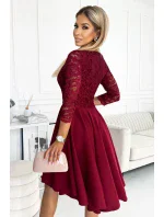 210-15 NICOLLE šaty s delšími zády a výstřihem - barva bordó 210-15 NICOLLE šaty s delšími zády a výstřihem - barva bordó