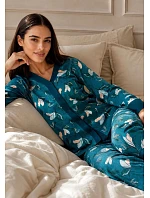 Pyžamo Cornette 514/509 Virginia, dlouhé rukávy, velikosti S–2XL, rozepínací Pyžamo Cornette 514/509 Virginia, dlouhé rukávy, velikosti S–2XL, rozepínací